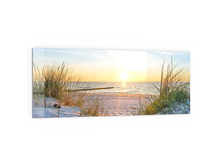 DEQORI Küchenrückwand Glas Motiv Abendsonne an der Ostsee 125x50 cm Bad- oder Herd-Rückwand Herdblende Spritzschutz für Küche & Badezimmer moderne Deko für Fliesenspiegel