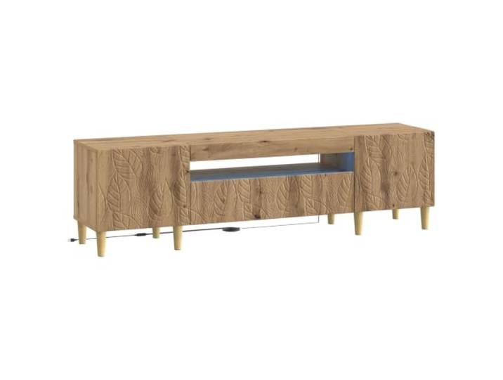 LED-Fernsehschrank aus Holz, handwerkliche Eiche, schlankes Design Flexible LED-Leuchten, 90° umkehrbare Anschlüsse, großer Stauraum, einfache Wartung, moderner Stil