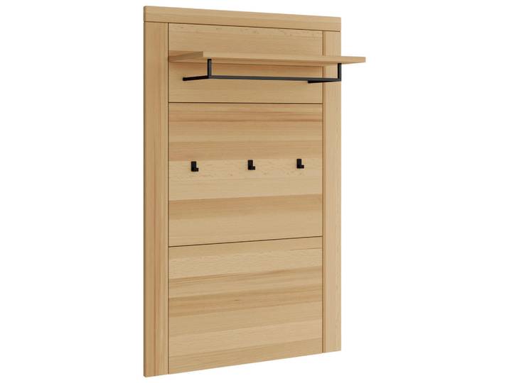 Livetastic Garderobenpaneel Brunei, Buchefarben, Holz, Metall, Buche, furniert, massiv, 80x120x28 cm, Aufhängemöglichkeit, Hutablage, Kleiderstange, Garderobe, Garderobenpaneele, Garderobenpaneele