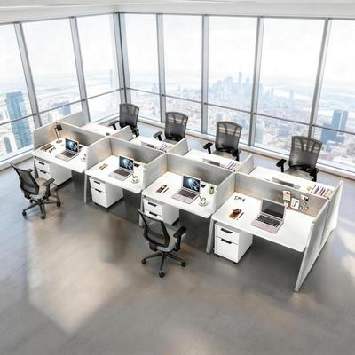 WESOME Modular Office Cubicle Desk with Outlets & USB, Staff Workstation Desk with Mobile Storage Cabinet