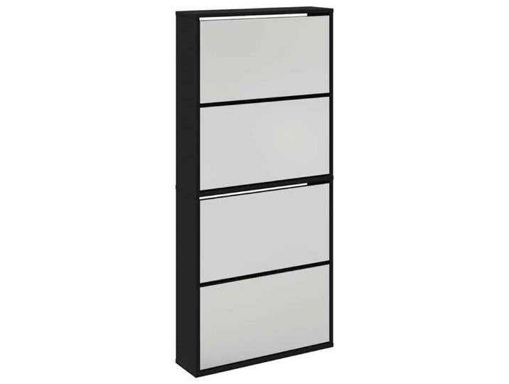 Porte-chaussures - Noir - Armoire à chaussures avec miroir à 4 niveaux noir 63x17x134 cm_FR_10142