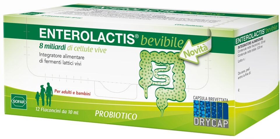 Alfasigma Enterolactis Plus Fermenti Lattici Probiotici 12 Flaconcini 10 ml