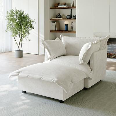 Lumibee "39""W Oversized Chenille Comfy Cloud Chaise Lounge with Ottoman"
