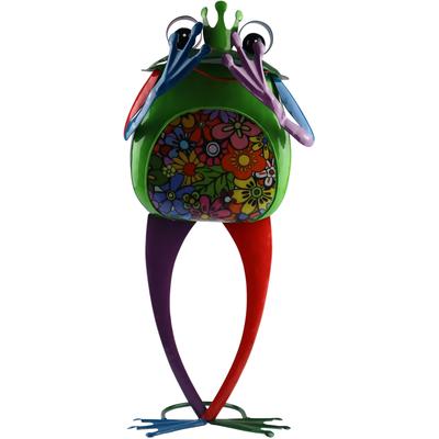 Dekofigur AM DESIGN "bunter Frosch aus Metall", bunt, B:10cm H:37cm T:37cm, Metall, Dekofiguren, handgefertigte Osterdekoration