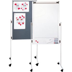 Franken Moderationstafel ECO Kombiflipchart UMT FC, Filz/Whiteboard, mit Rollen, 76 x 121cm, grau/weiß