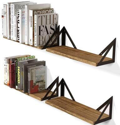Wallniture Minori Wood Floating Shelves for Wall, Rustic Shelves, Set of 4