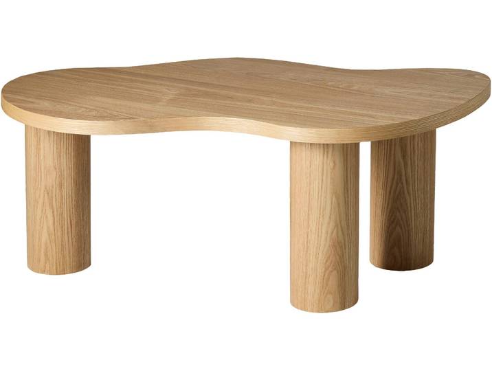 Couchtisch SALESFEVER Vion 90x51 cm zeitloses Design mit Echtholzfurnier , braun (esche natur, natur), B:90cm H:35cm T:51cm, Holzwerkstoff mit Eschenholzfurnier, Tische, Couchtisch, Markante organische Form mit skulpturalem Charakter