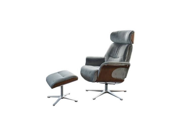 KAWOLA Relaxsessel TOSAR Velvet steingrau - Drehbare Entspannung - Komfort, Sessel mit Hocker & verstellbarer Kopfstütze für pure Entspannung!