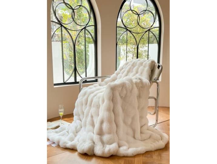Bubble Decke Fellimitat Decke Kuscheldecke Flauschig Flauschige Decke Fluffy Blanket Bubble Decke FüR Bett Sofa Kuscheldecke Casual Decke (weiß,150 * 200cm)