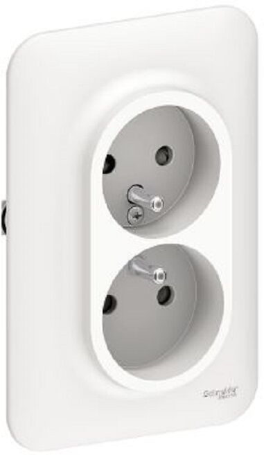 Double prise 2P+T OVALIS blanc complet rénovation SCHNEIDER ELECTRIC S261089 Blanc