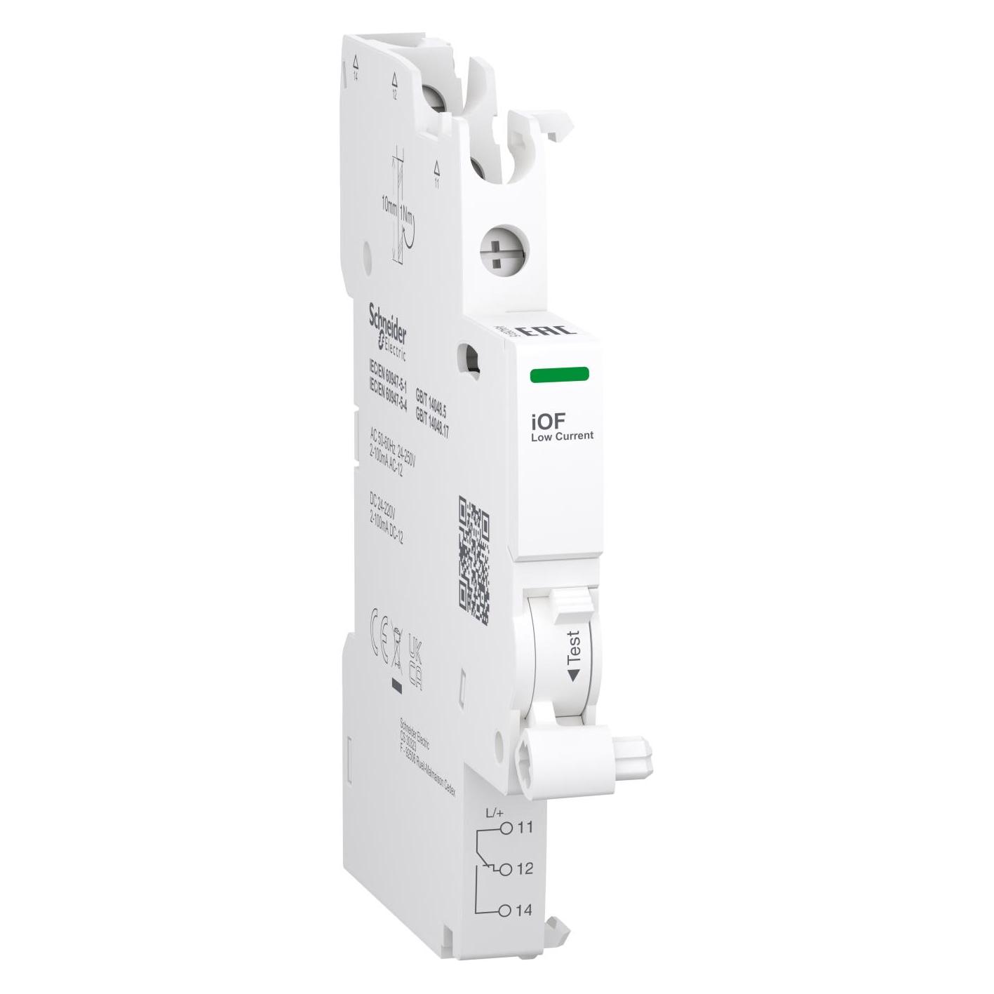 Schneider Electric Hilfskontakt, Acti9, iOF, 2mA bis 100mA, 24VAC bis 250VAC, 24VDC bis 220VDC, Anschluss oben A9A26915 (A9A26915)