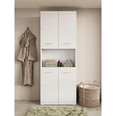 Hochschrank OTTO HOME "Föhr", weiß, B:72,8cm H:190,2cm T:30,6cm, FSC-zertifizierter Holzwerkstoff, Schränke, Hochschrank, minimalistisch, zeitlos, hochglänzend