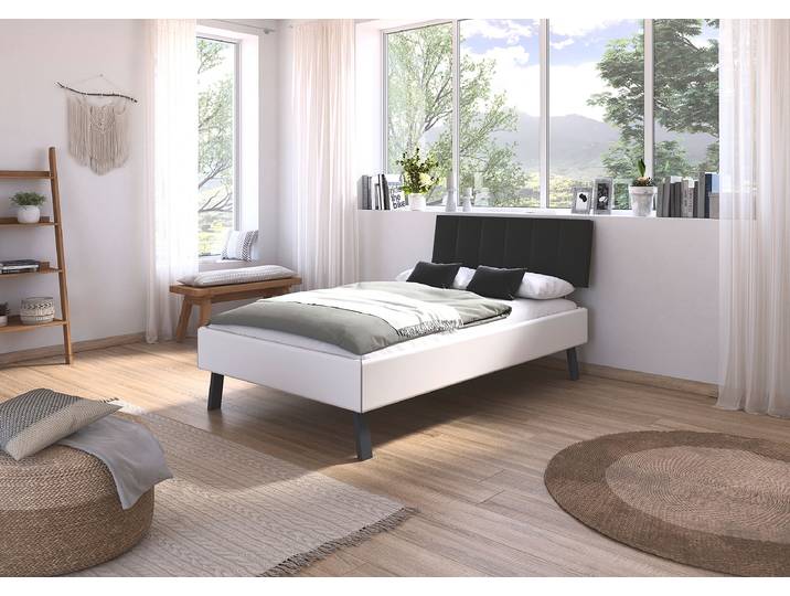 Bettgestell Mavi - Kunstleder 120 x 200cm Kunstleder Weiß/Alpinweiß