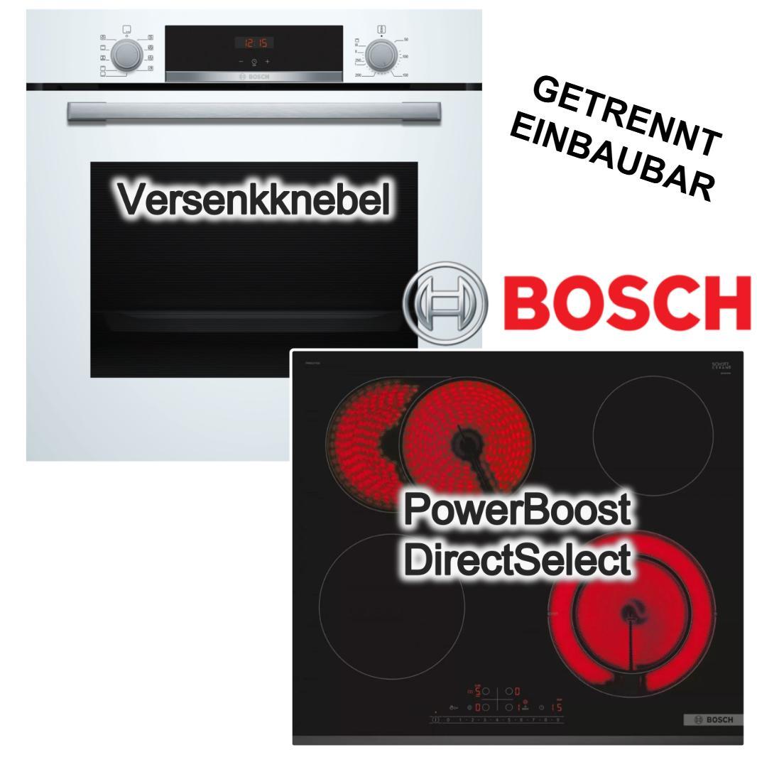 Herdset Bosch Backofen 3D Heißluft Hydrolyse + Elektrokochfeld PowerBoost Bräterzone Zweikreiszone