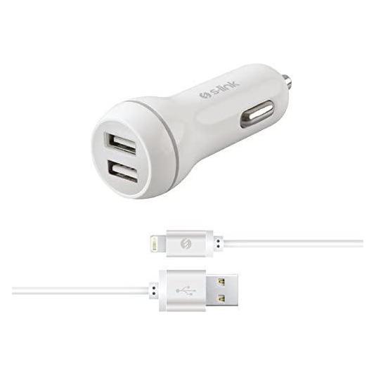S-Link Autós töltő - SW-C530 (2db USB, 5V/2.1A, 5W, Micro USB, 100cm adat+töltőkábel, fehér) (TBKSLI17524)