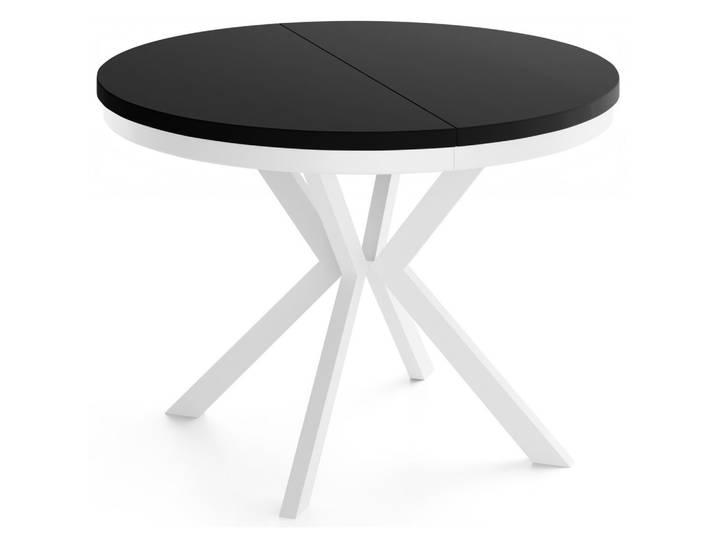 ESSTISCH Cloud runder ausziehbarer, Schwarz 120-200/120/76 cm