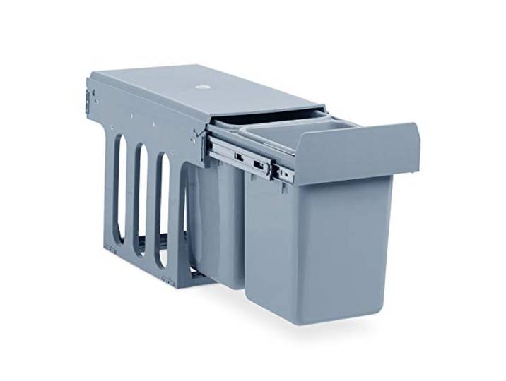 Relaxdays 10027285\, gris Poubelle montée de cuisine\, Extracteur\, 8l chaque\, Système de tri de déchet\, plastique\, 35 x 25 x 47 cm