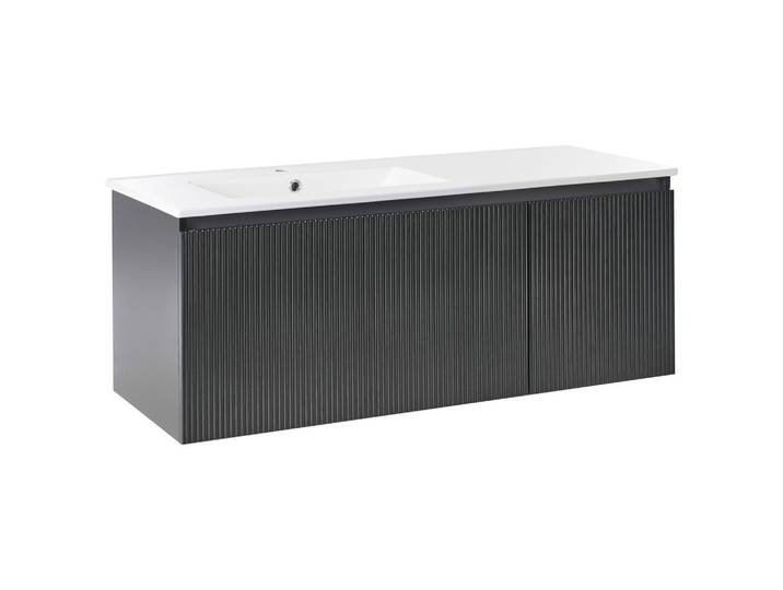 WASCHBECKENUNTERSCHRANK wandmontiertk mit Waschbecken Schwarz Tiete