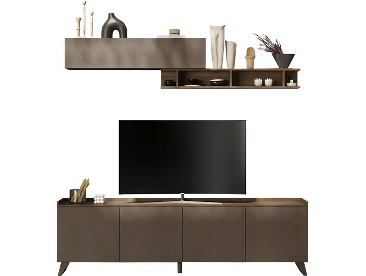 Wohnwand HOME AFFAIRE Tray , braun (bronzo), Kastenmöbel-Sets, Wohnwand, 3-teilig