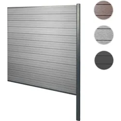 WPC-Sichtschutz Sarthe, Windschutz Zaun, Alu-Pfosten zum Einbetonieren ~ Erweiterungselement, 185cm grau