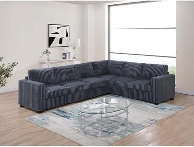 Esofastore Dark Gray Finish Modern 4pc Sectional Set Upholstered Sofa