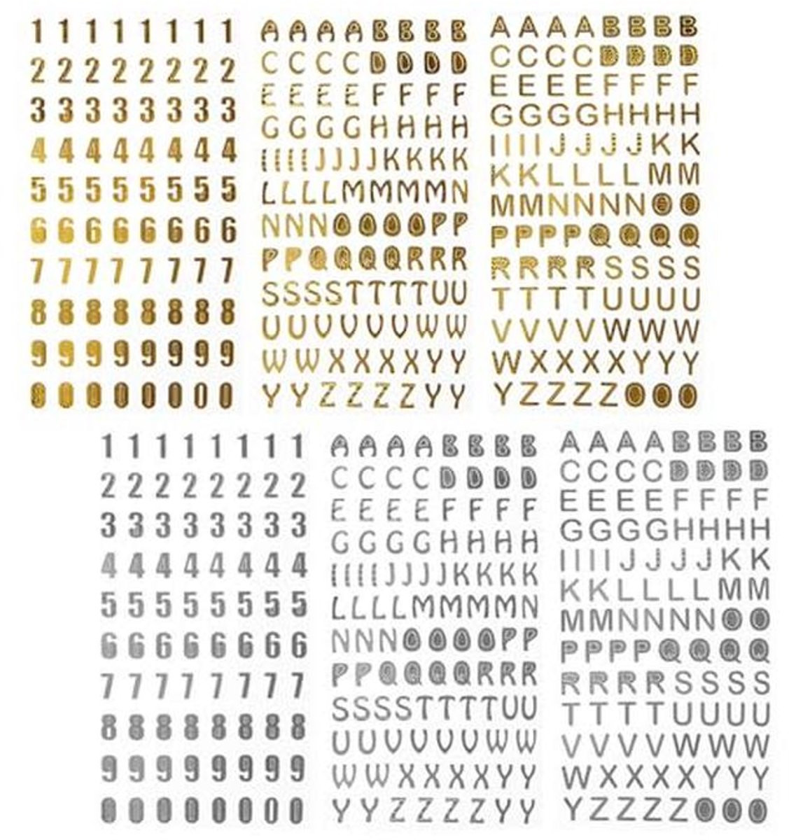 Zilveren en Gouden Alfabet en Cijfer Stickers voor Creatieve Projecten