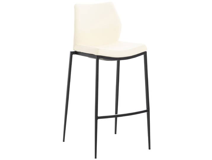 TPFLiving Barhocker Matheo Gestell schwarz Kunstleder - Creme