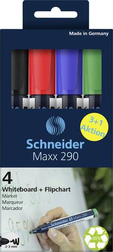Schneider Schreibgeräte Whiteboard-Marker Maxx 290 4er Etui sortiert, 3+1 Aktion 129084 Whiteboardmarker 4St.
