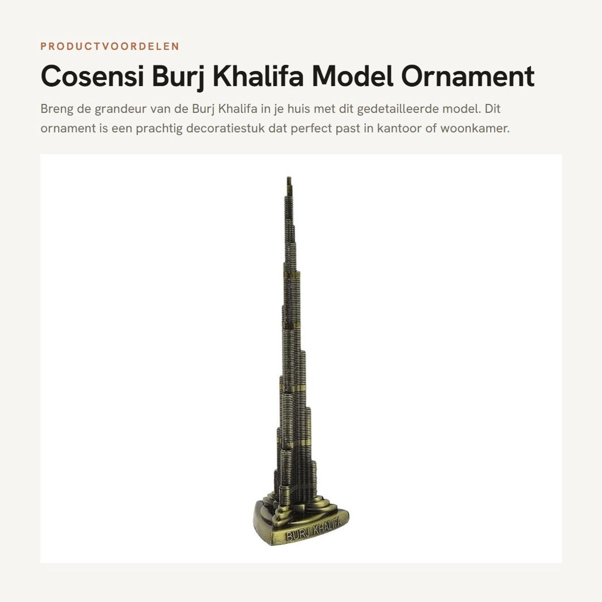Dailygoods Burj Khalifa Souvenir Torenmodel - Metalen Architectuur Ornament - 18 cm