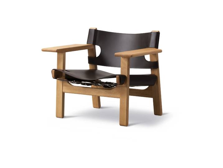 Fredericia Furniture Der Spanische Stuhl Leder dunkelbraun-geölte Eiche