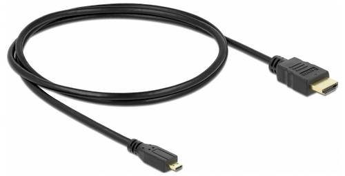 Delock HDMI Anschlusskabel HDMI-A Stecker, HDMI-Micro-D Stecker 1m Schwarz 82661 4K UHD, vergoldete Steckkontakte HDMI-Kabel