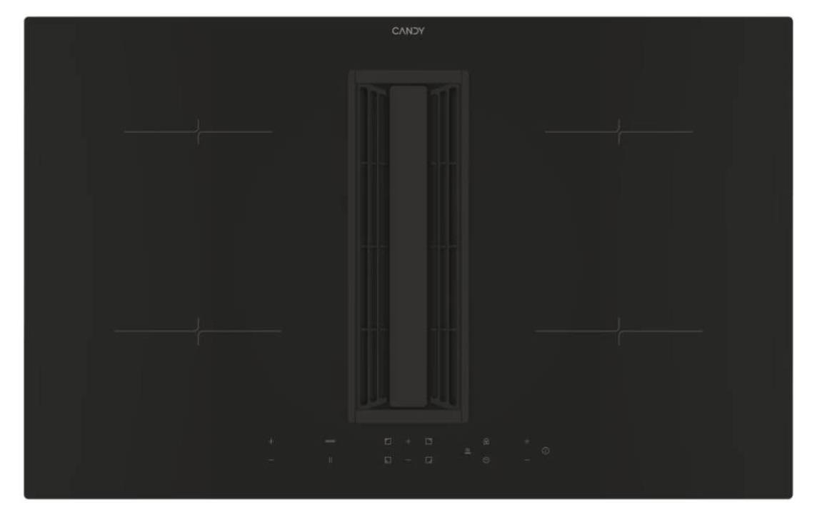 Candy CIH8I4CF, Schwarz, Integriert, 83 cm, Zonen-Induktionskochfeld, Glaskeramik, 4 Zone(n)