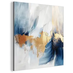 METALLBILD Gold - Blau - Aquarell - Kunst - Modern 50x50 cm
