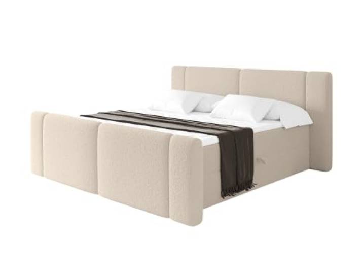 ALTDECOR Boxbett mit H4-Matratze Evon Zanozek - 120x200 - Dunkelbeige Lattenrost, Topper, Boxspringbett mit Bettkasten, Bett mit Stauraum, Doppelbett, Polsterbett