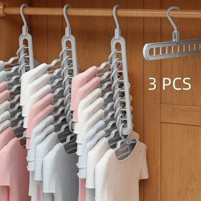 Uplift Essentials 3pcs Plastic 9 Hole Foldable Space Saving Hangers For Closet And Wardrobe blue