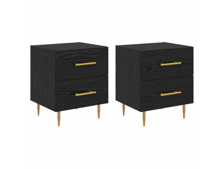 LKJephalotrop Nachttisch 2er Set Schwarz Eichen-Optik 40x35x47,5 cm Kompakte Beistelltische fürs Schlafzimmer mit geräumiger Schublade, stabilen Metallbeinen und robuster Pflegeleichtigkeit.