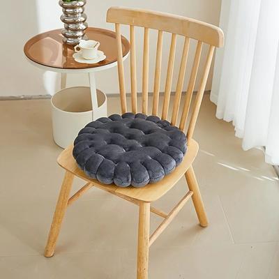 Inspired Living Cozy Biscuit Plush Cushion Chair Pad Soft Cookie Style Tatami Back Pillow For Decor & Comfort gray