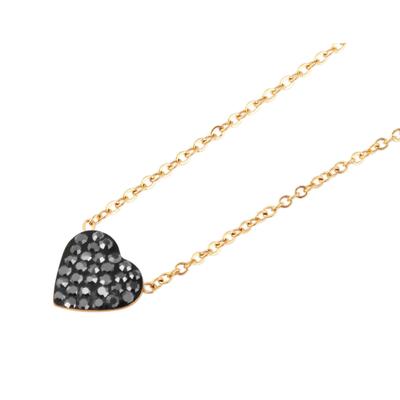 Kette ohne Anhänger ADELIA´S "Halskette mit Anhänger – Herz aus Edelstahl", schwarz, Halsketten, Damen, 47cm, Edelstahl, Ideal als Geschenk – dezent und elegant