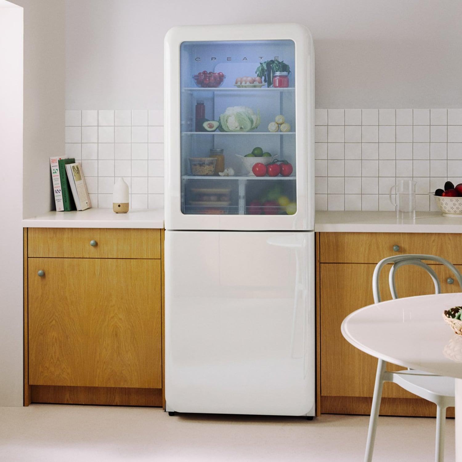 CREATE - FRIDGE RETRO KNOCK KNOCK 401L - No-Frost-Kühl-Gefrierkombination 401 L mit Sichtfenster im Retro-Stil