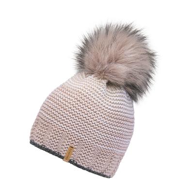 Bommelmütze CHILLOUTS "Klara Hat", Damen, rosa (rose), Strick, Materialmix, unifarben, Mützen, mit abnehmbarem Kunstfell-Bommel