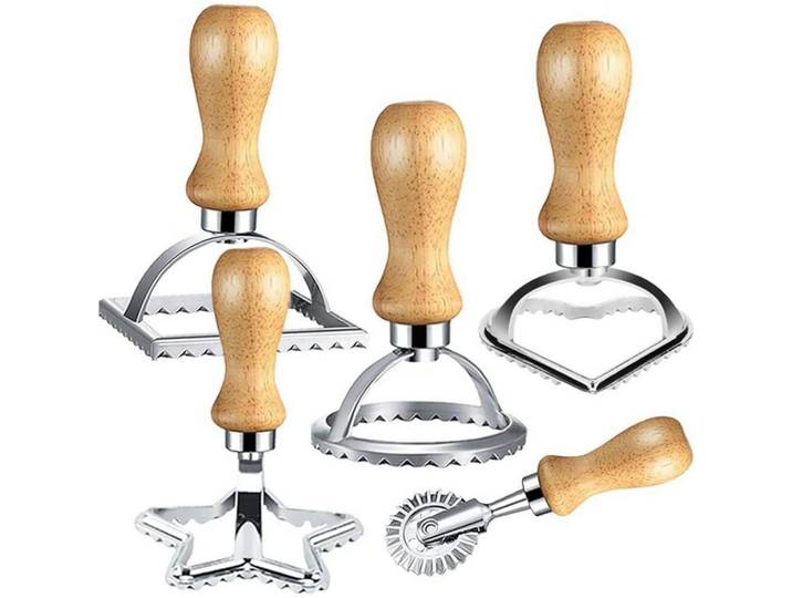 Ausstechformen Set 5-teilig Ravioli & Teigtaschen, Mehrfarbig, Holz, 70x11x133 cm, Backen & Backzubehör, Keksausstecher