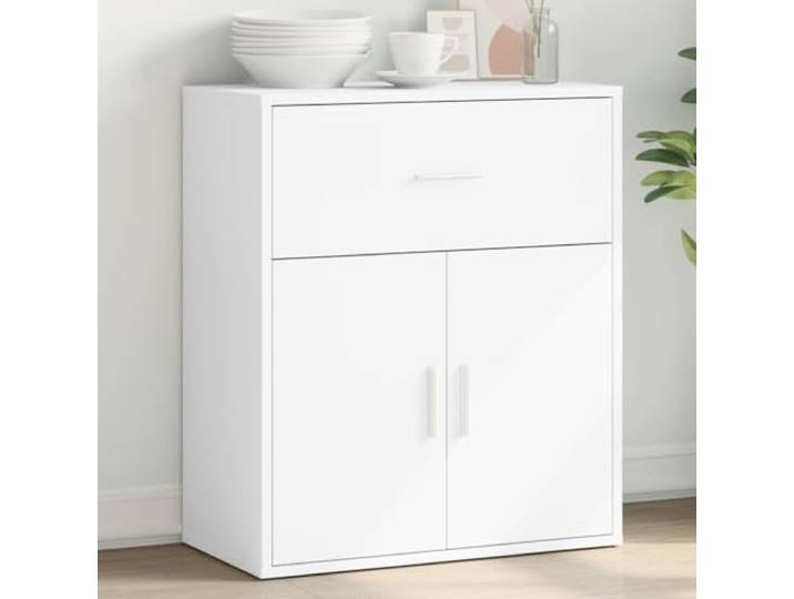 Molumvel Sideboard Weiß Holzwerkstoff Kommode 60x31x70 cm Wohnzimmer Robustes Design, Reichlich Stauraum, Vielseitige Anwendung