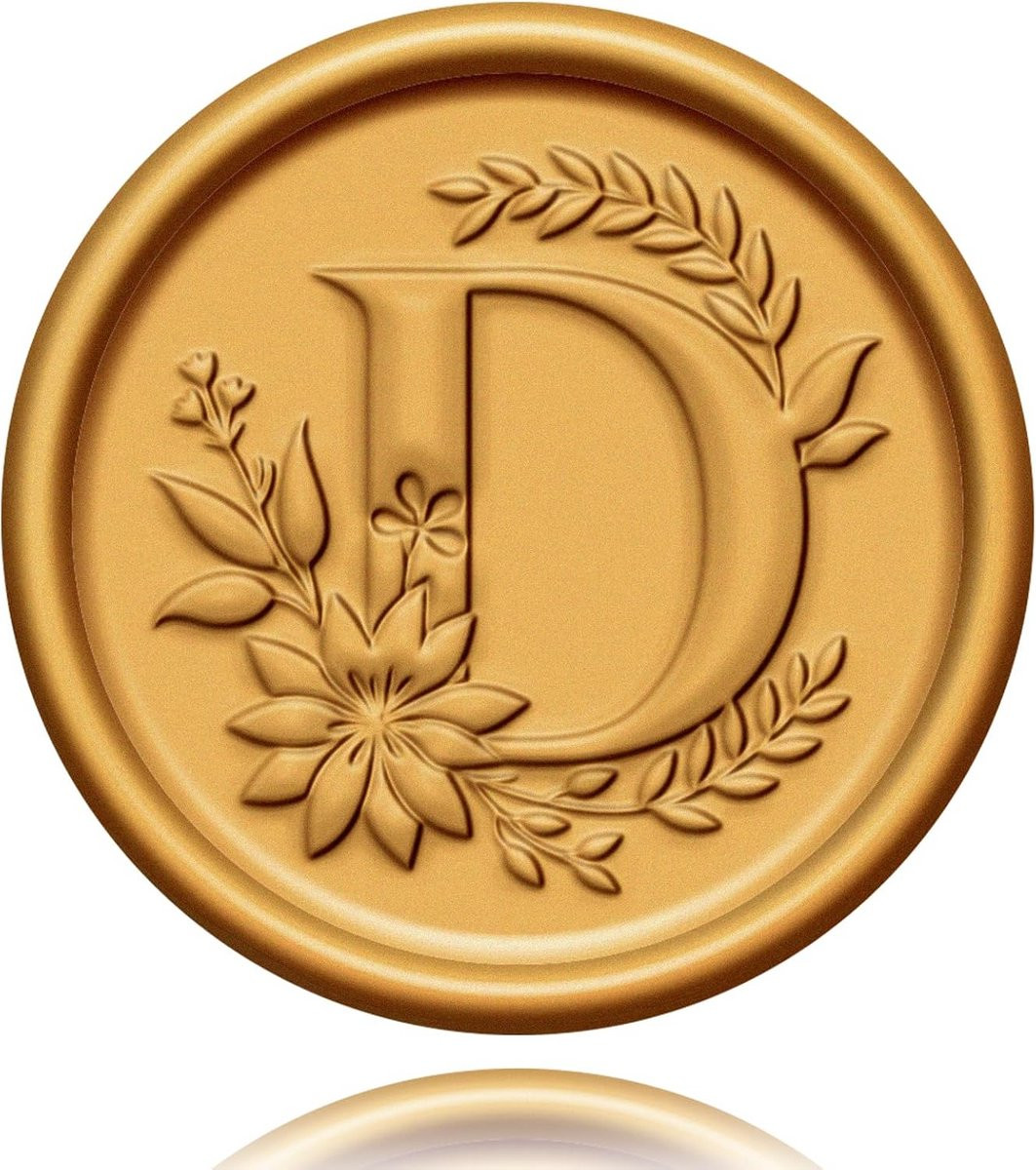 20x Zelfklevende Waxzegels met Gouden Letter D - Luxe Stempelstickers