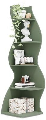YUZHOU Modern Wood Corner Shelf, 5-Tier Bookshelf Bookcase for Living Room