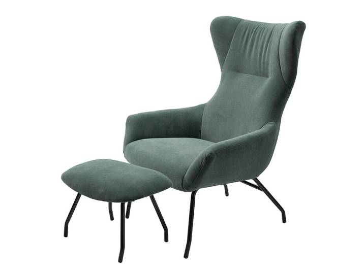 Lounge Sessel und Hocker Ribe grün, LS 80/ H 57xLS 108/ H 40xLS 79.5/ H 41 cm