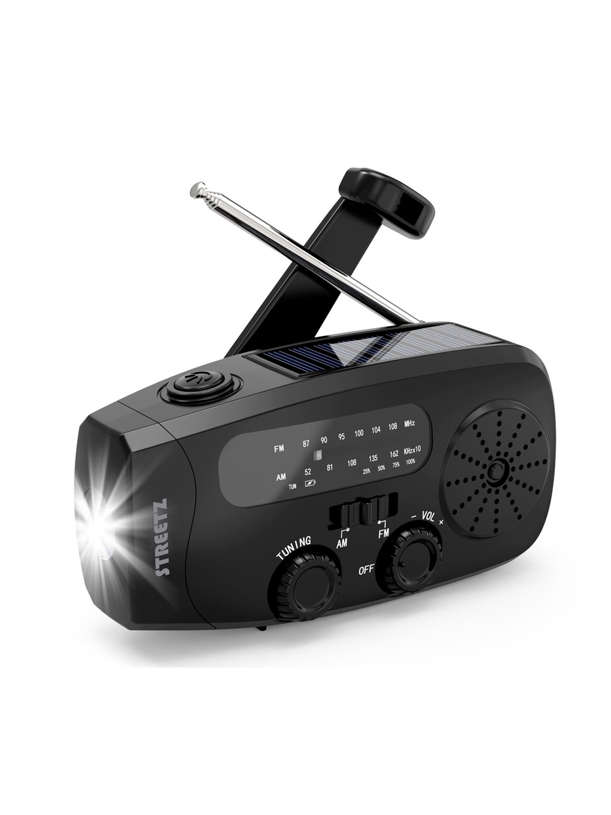 STREETZ Emergency Solar Crank Radio - AM/FM - Mono - Schwarz