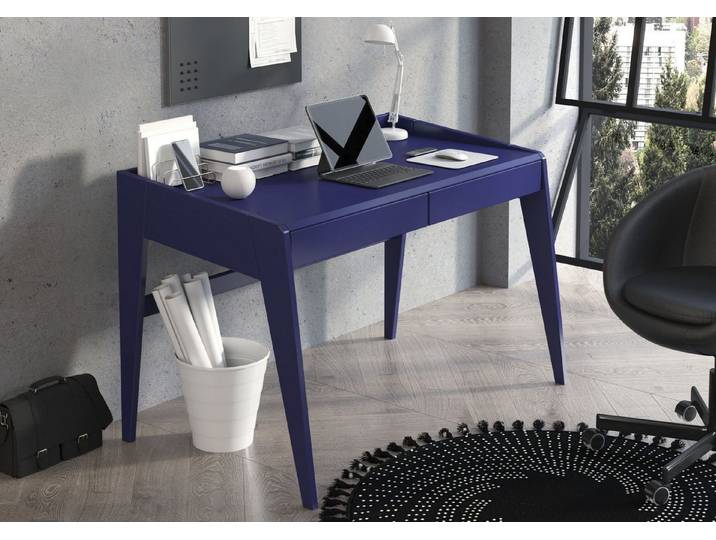 Visby Schreibtisch Lisa (Arbeitstisch / Kinderschreibtisch 125 cm Marineblau, Buchenholz), Arbeitstisch erhältlich in Naturtönen, Pastell- und kräftigen Farben