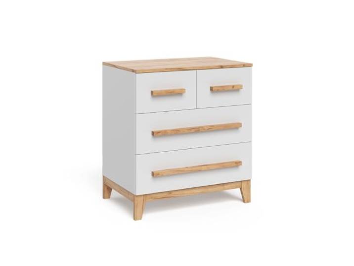 VitaliSpa Kommode Malia, Weiß/Artisan, 80 x 88 cm mit 4 Schubladen, zur Aufbewahrung und kombinierbar mit Malia Möbeln