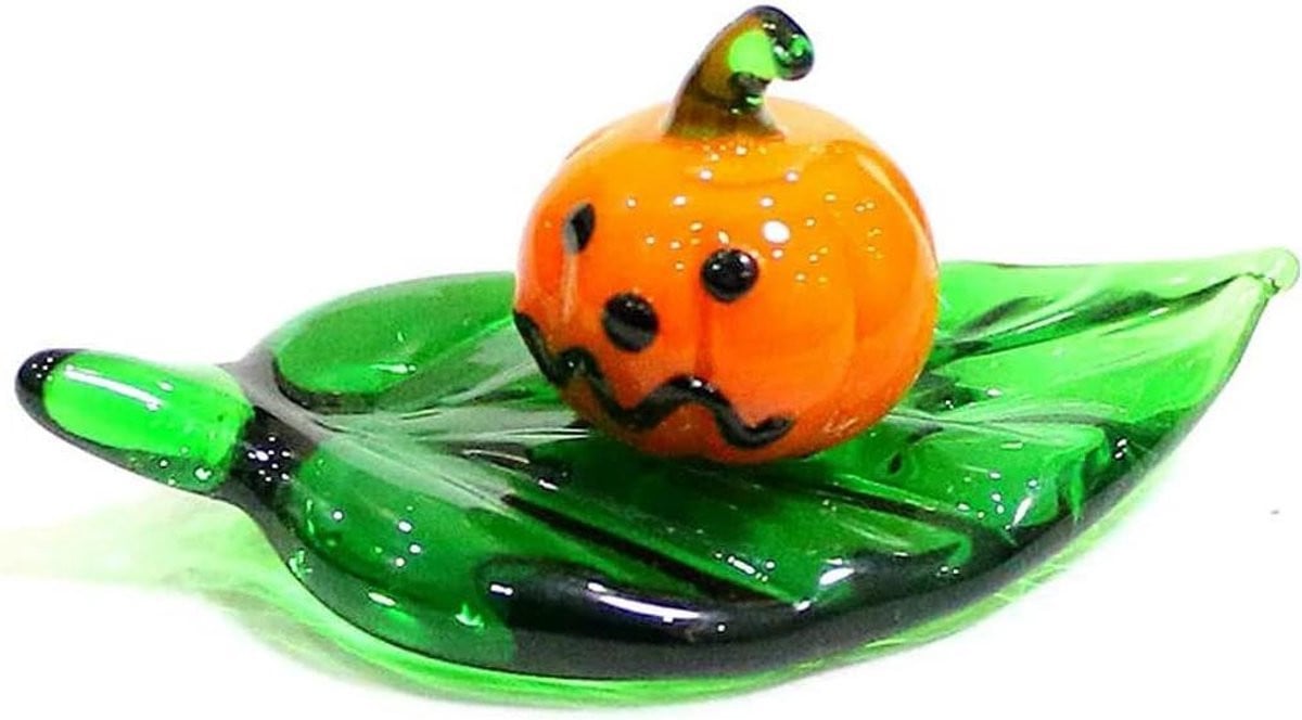 Oranje Glazen Blad Ornamenten - Dierfiguren in Klassieke Stijl - 5,5 x 3 cm