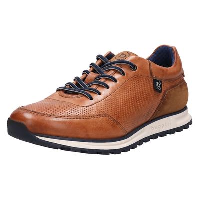 Slip-On Sneaker BUGATTI, Herren, Gr. 44, braun (cognac used), Leder, Schuhe, Freizeitschuh, Halbschuh, Schlupfschuh mit Lochmuster-Prägung
